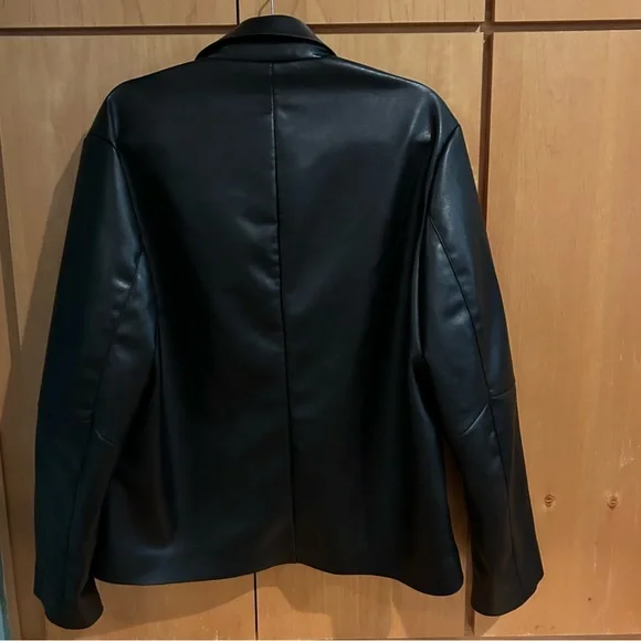 Faux Leather ZARA Man Men's Over Shirt Light Cool Classic Jacket LARGE - Picture 10 of 10